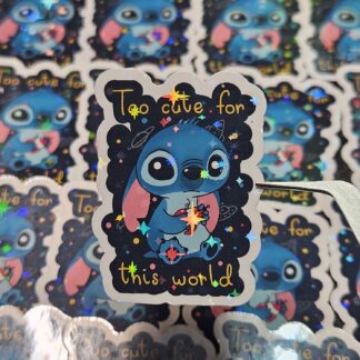 Stitch con frase "Too cute for this world"